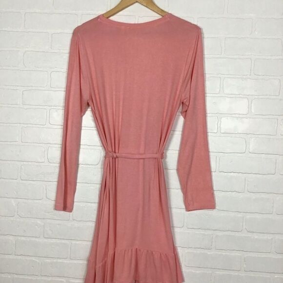 La vie en rose pink kimono cozy jersey wrap robe sleepwear loungewear NWT Large - Picture 2 of 12